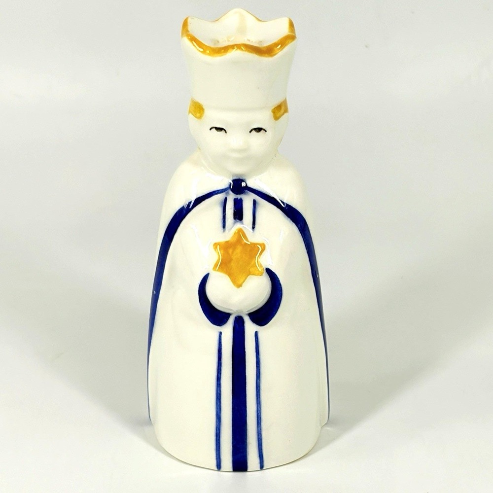 Royal Copenhagen Denmark Christmas Wiseman King Candle Holder White Blue